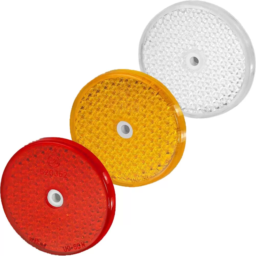 uo-60n-IPv2 Catadioptru reflectorizant rotund cu gaura, phi 60mm