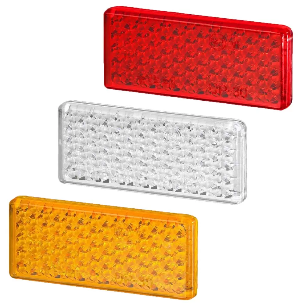 Catadioptru reflectorizant dreptunghi cu adeziv, 33x73mm