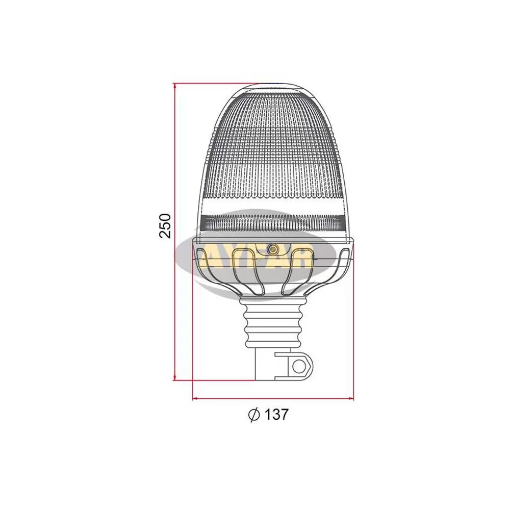Girofar TR518-6, 12/24V, LED, h250mm