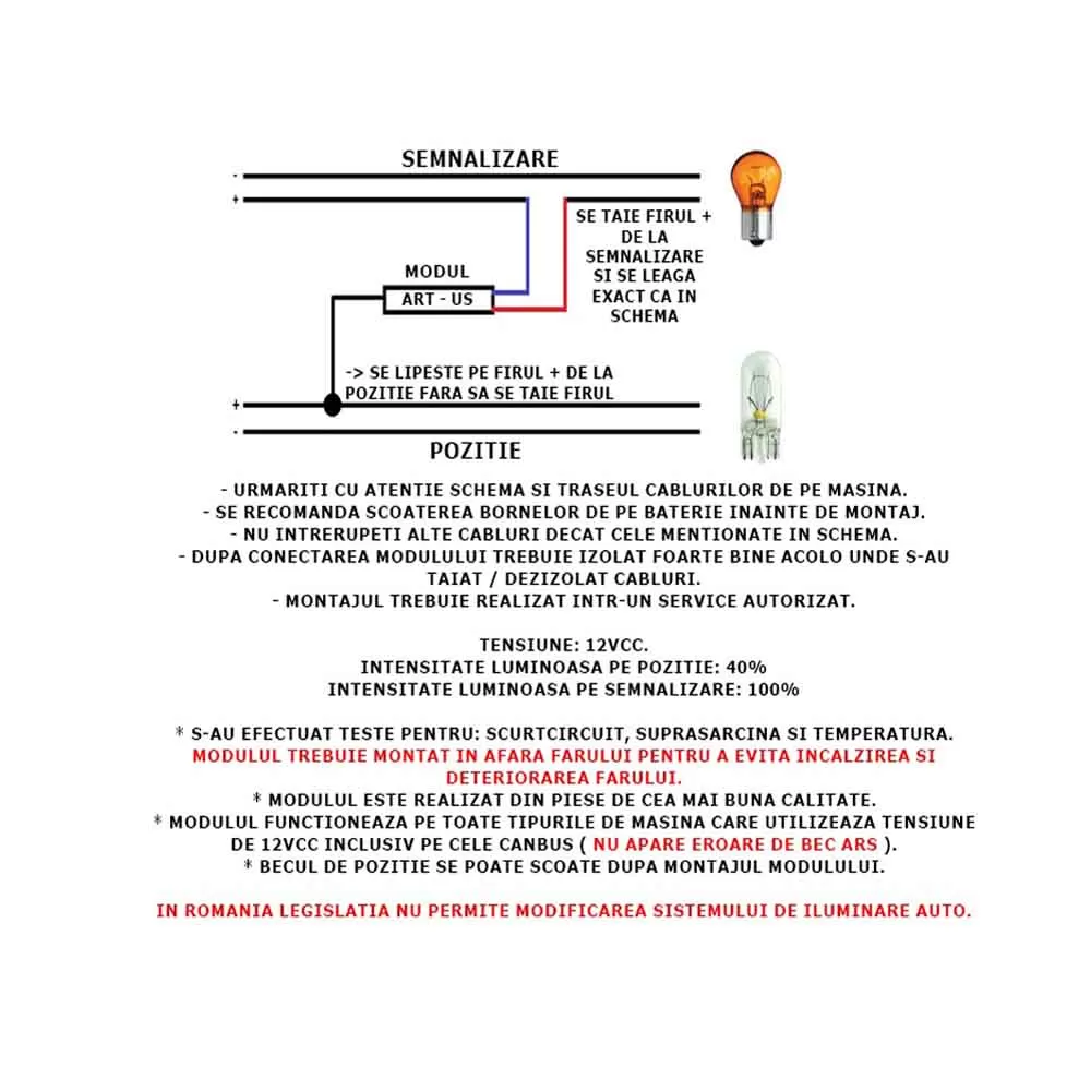 Modul semnalizare American park, 12V