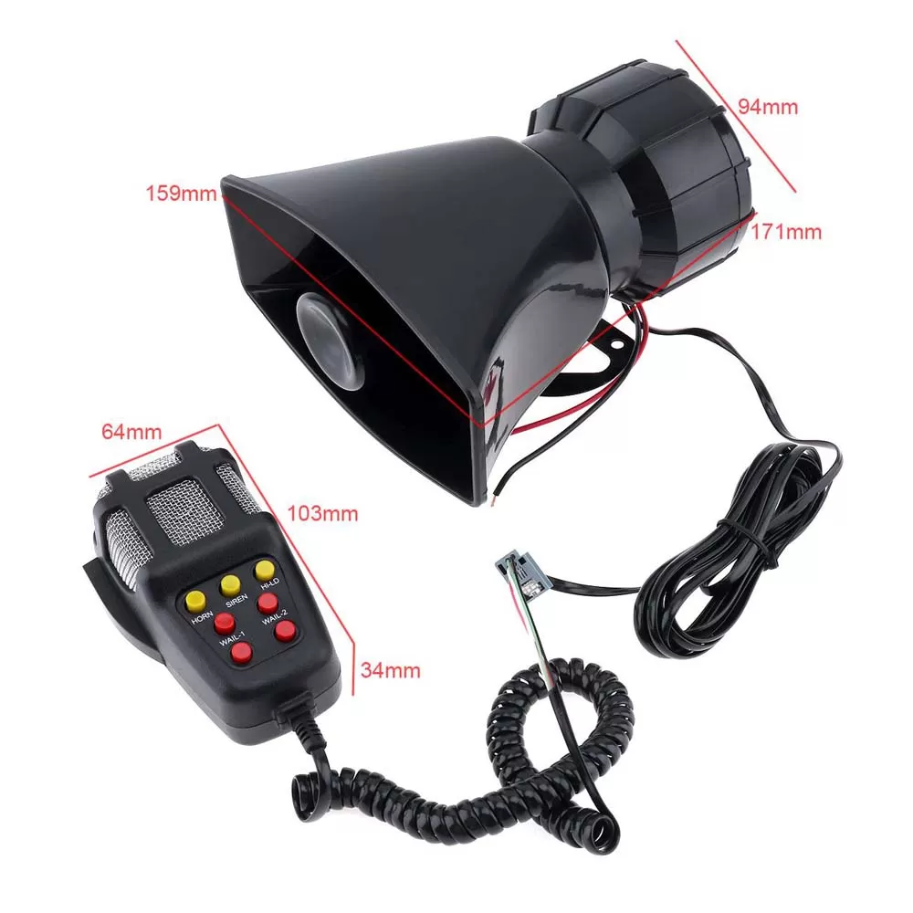 Sirena 7 tonuri cu microfon, 12V, 100W
