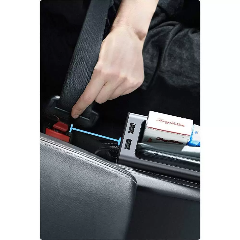 Organizator auto cu suport retractabil si 2 porturi USB, Baseus