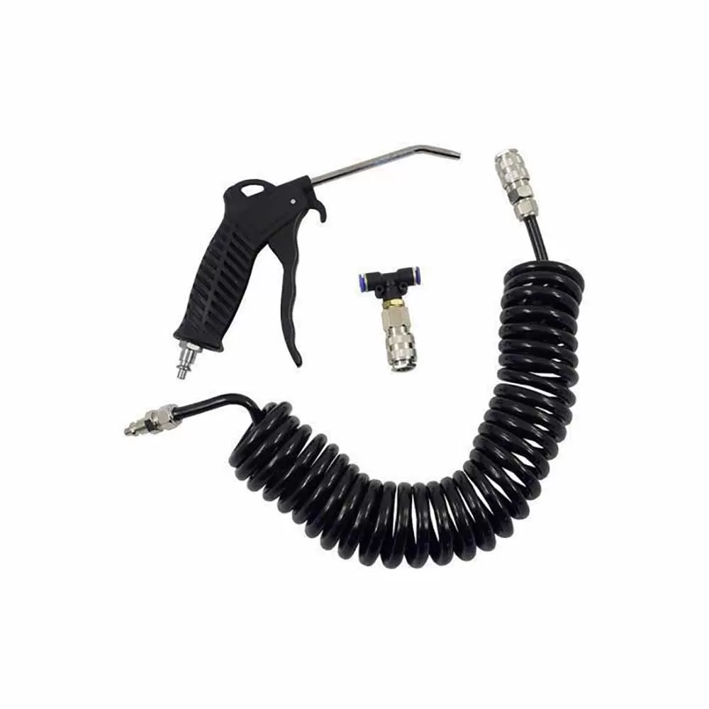 Set pistol de suflat cu furtun spiralat si mufa teu de conectare