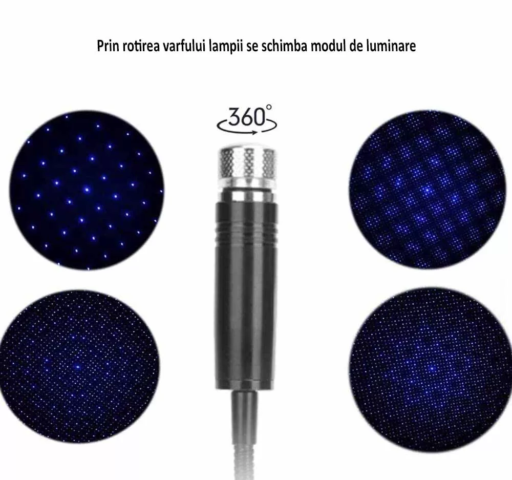 Lampa decorativa cu laser proiectie stelute USB