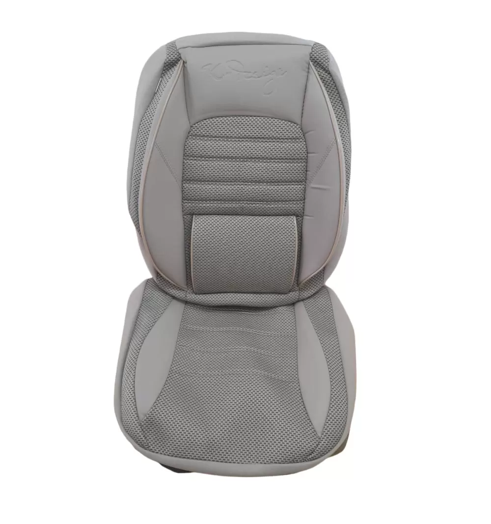 Huse scaune auto universale, stofa si piele sintetica, bej cu picatele negre