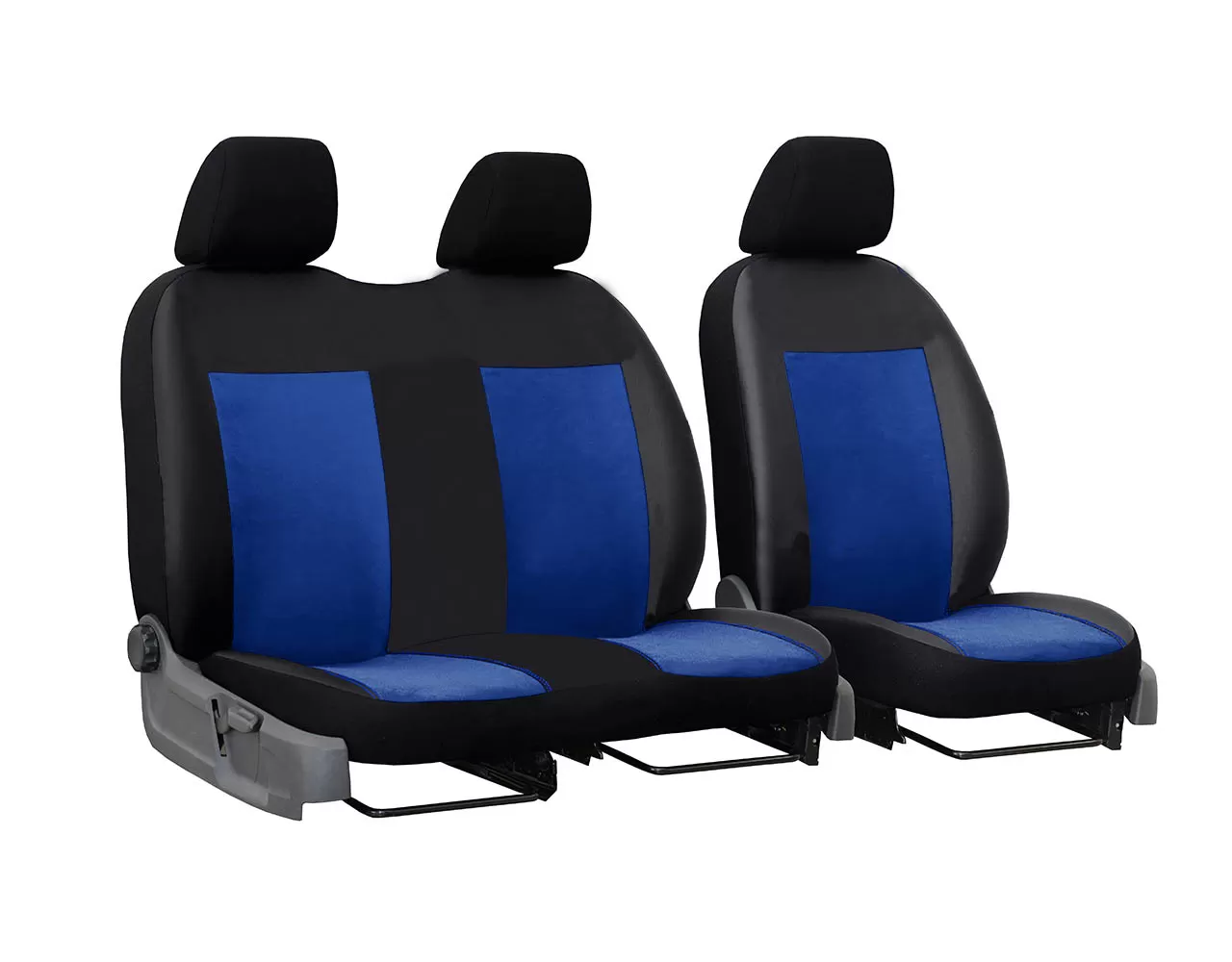Set huse scaune autoutilitara 2+1 pentru fata negru cu albastru