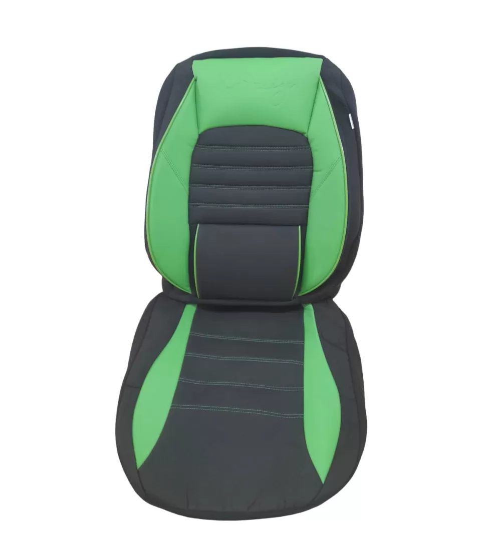 Huse scaune auto universale, stofa si piele sintetica, verde cu negru