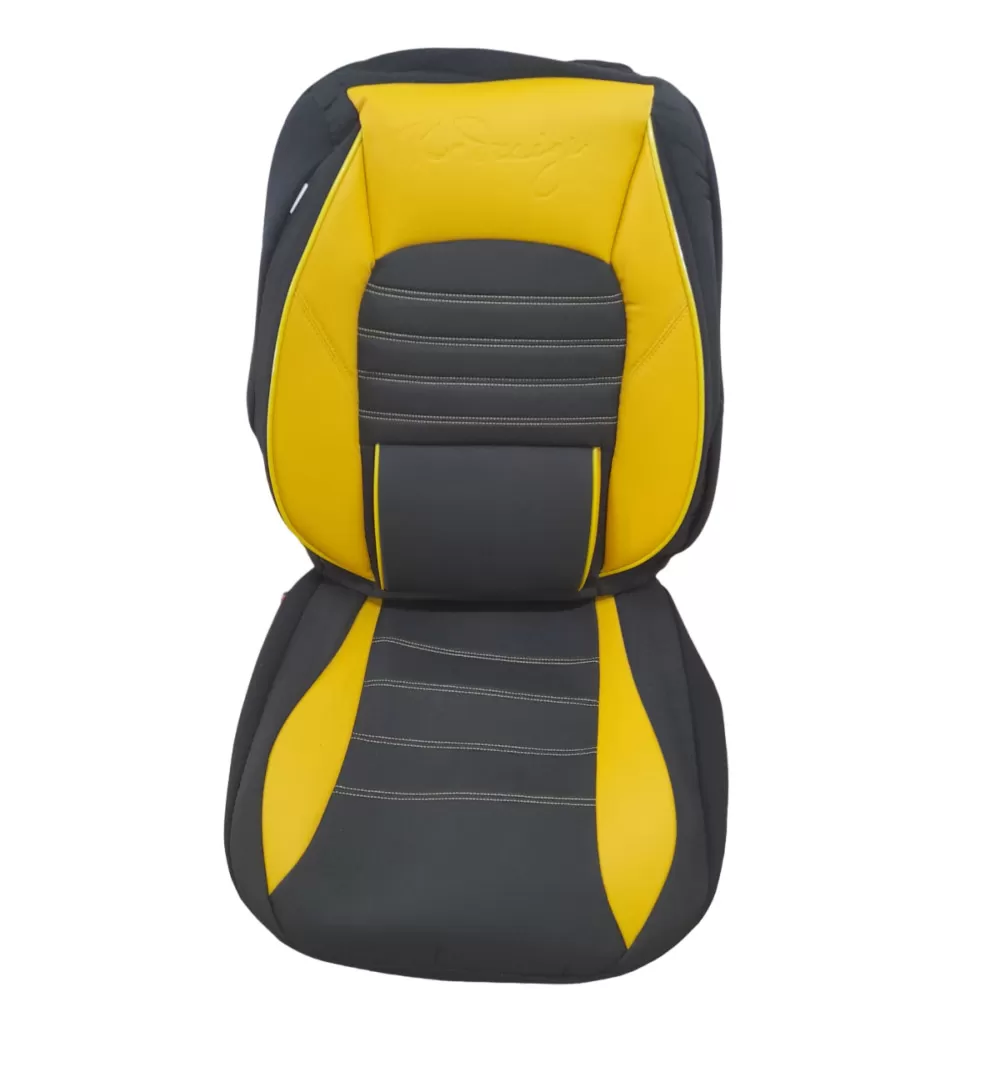 Huse scaune auto universale, stofa si piele sintetica, galben cu negru