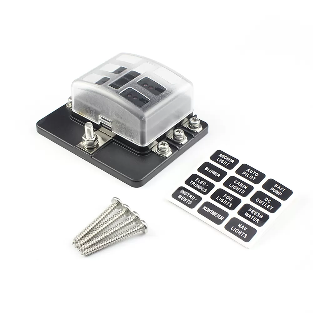 bh-6pd Cutie sigurante auto cu 6/8/10/12 iesiri, 12-24V cu indicator LED si capac de protectie
