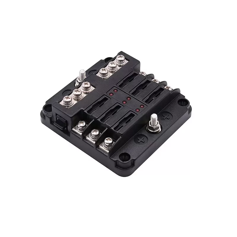 Cutie sigurante auto cu 6 sau 12 iesiri, 12-24V cu indicator LED si capac de protectie 6PDF