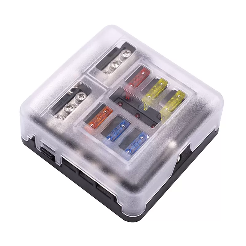Cutie sigurante auto cu 6 sau 12 iesiri, 12-24V cu indicator LED si capac de protectie 6PDF